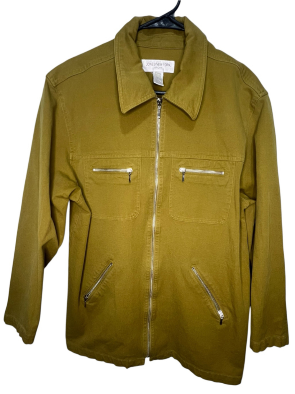 Jones New York Sport Olive Green Y2K Sturdy Front Zip Long Sleeve Utility Jacket
